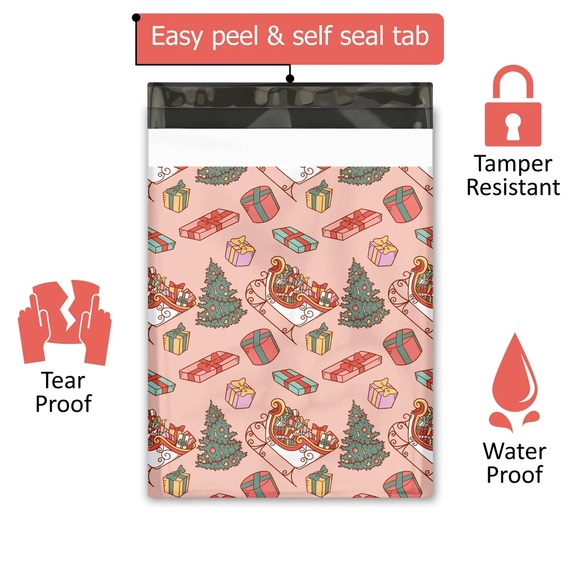 Christmas Santa's Sleigh Poly Mailers 10x13 Pack of 25 - Picture 5 of 9